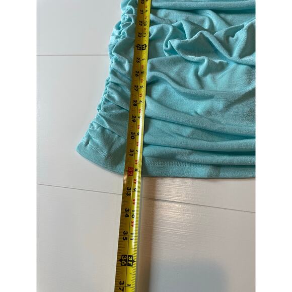 Hello Molly Vlogger Mini Dress Aqua One Shoulder Ruched NWT Sz 8 Body Con Flirty - Picture 12 of 12